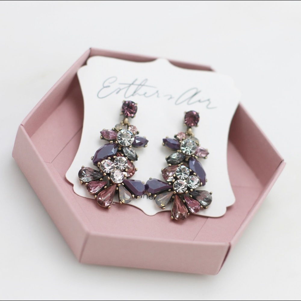 Purple rhinestone Statement Earrings